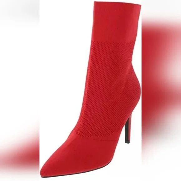 Brash Women's Xaya Red Mid-Calf Pointed Toe Stiletto Sock Boots 8 Sexy Booties - Picture 2 of 11